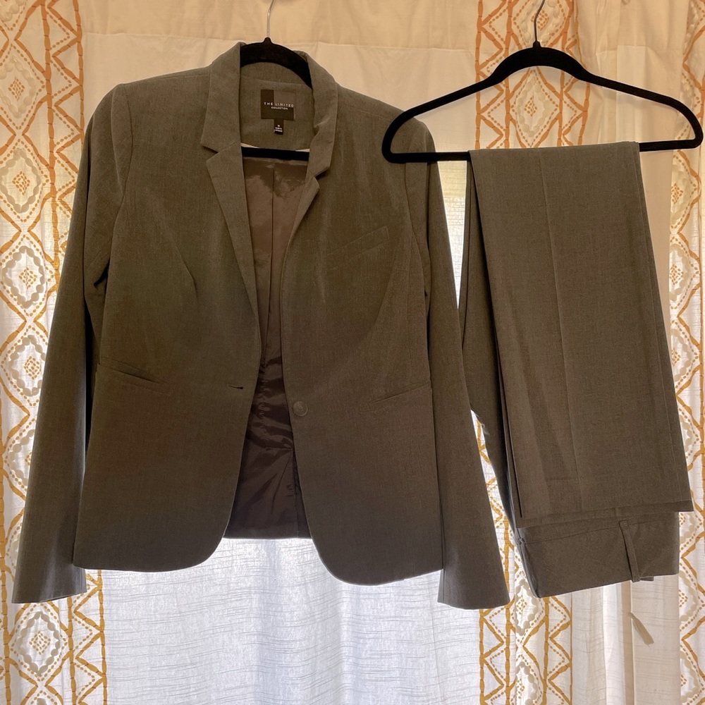 Classic gray pant suit from The Limited.  Size 8R.